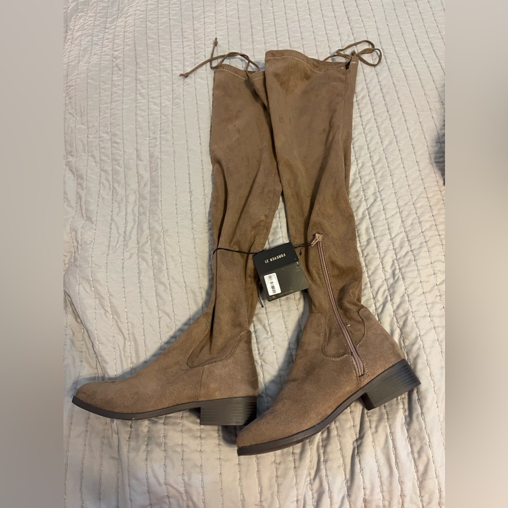 Forever 21 Over the Knee Grey /Taupe Boots